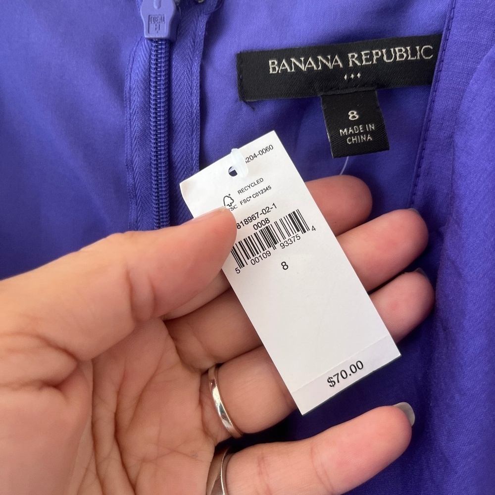 Banana Republic Sz 8 Pleated Purple Camisole Tank‎ Top Lined Back Zip Tencel - Picture 4 of 9